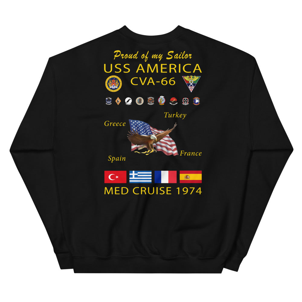 USS America (CVA-66) 1974 Cruise Sweatshirt - FAMILY