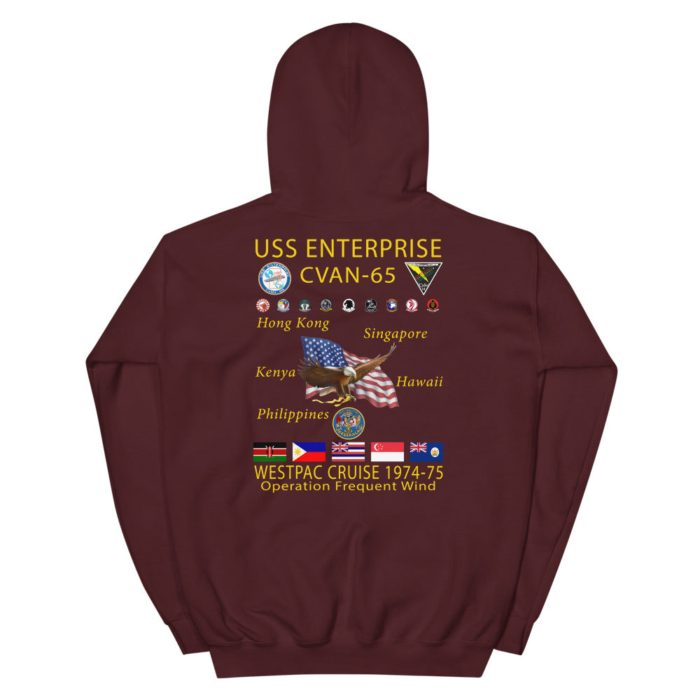 USS Enterprise (CVAN-65) 1974-75 Cruise Hoodie