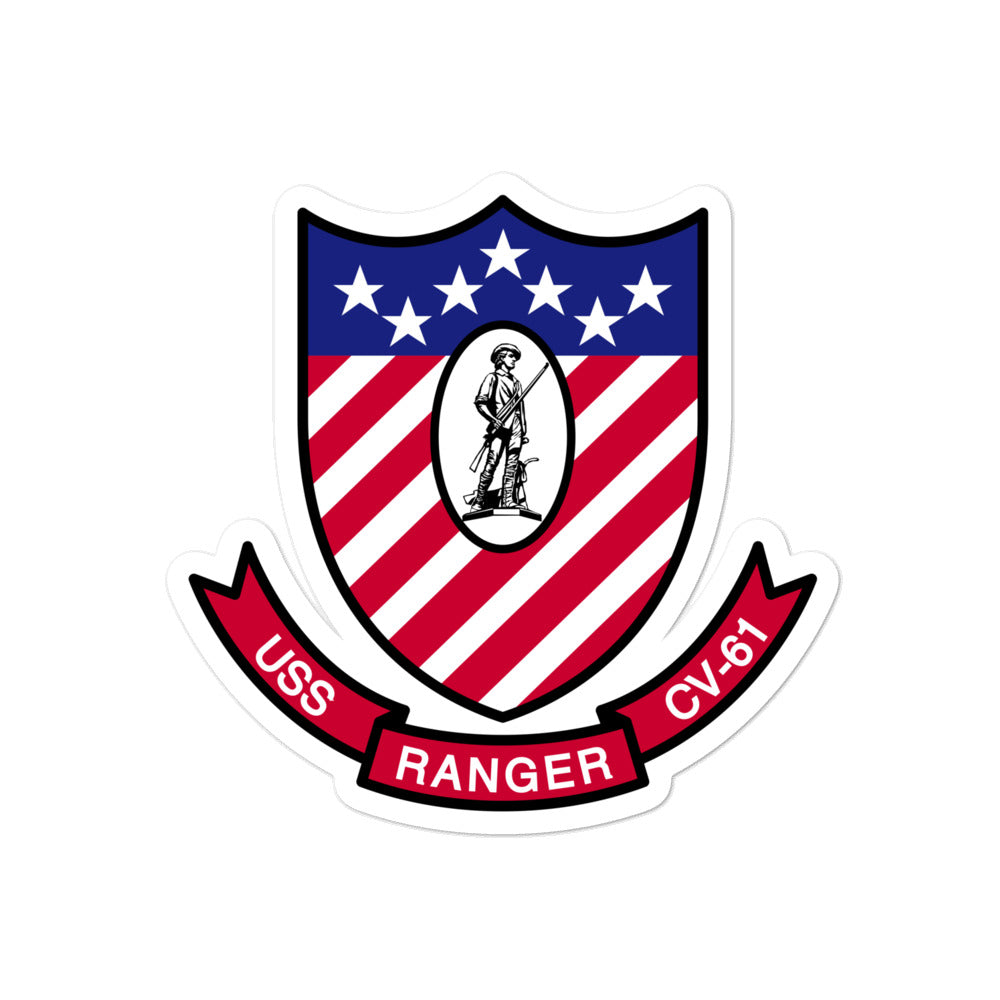 USS Ranger (CV-61) Ship's Crest Vinyl Sticker