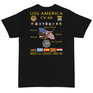 USS America (CV-66) 1982-83 Cruise Shirt - SIZES 4XL-5XL ONLY