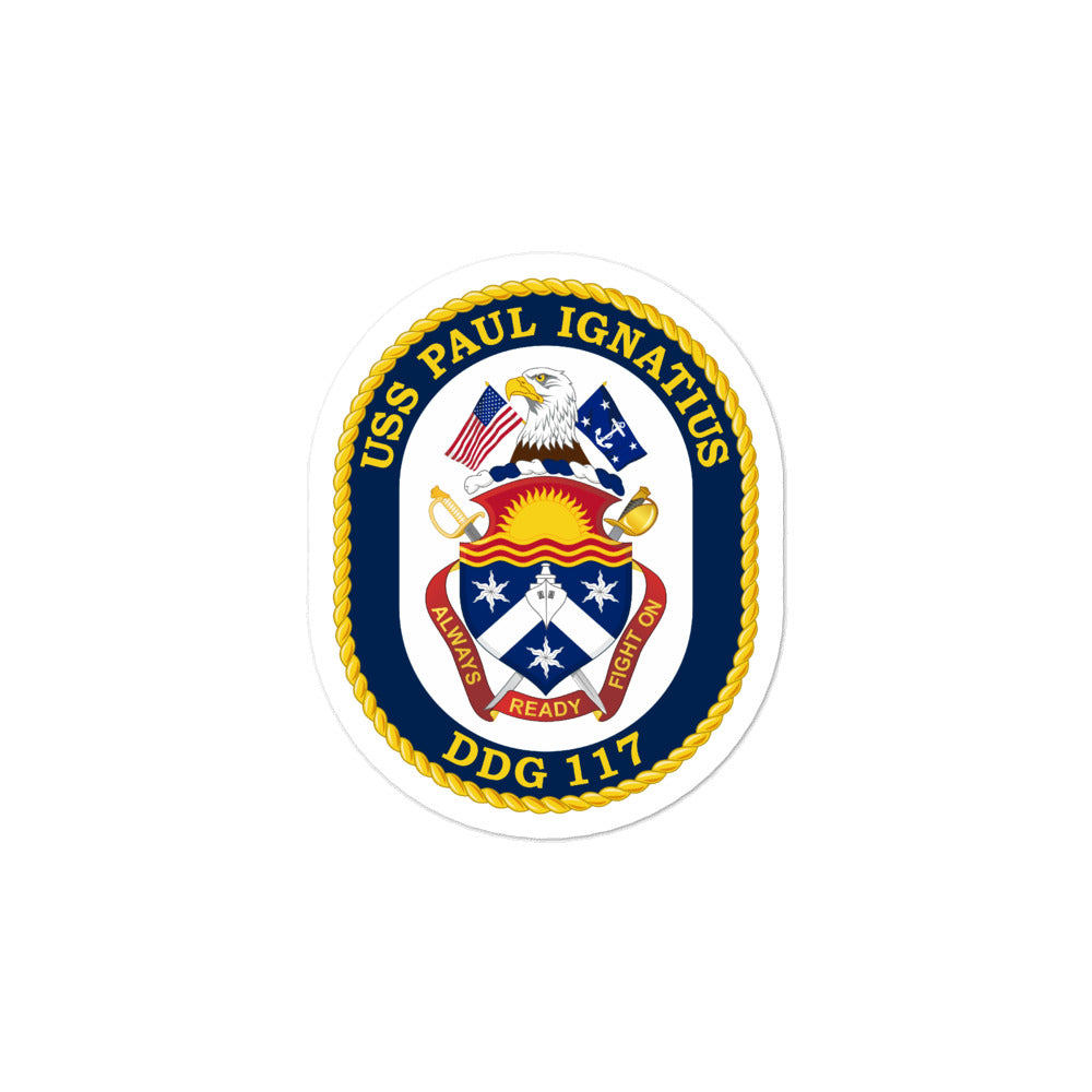 USS Paul Ignatius (DDG-117) Ship's Crest Vinyl Sticker