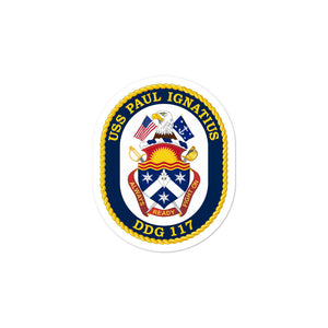 USS Paul Ignatius (DDG-117) Ship's Crest Vinyl Sticker