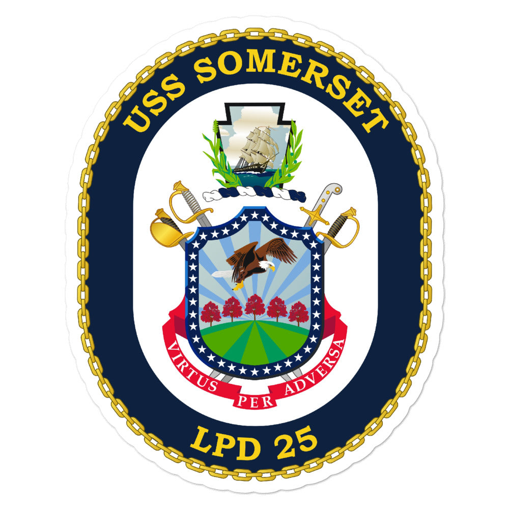 USS Somerset (LPD-25) Ship's Crest Vinyl Sticker