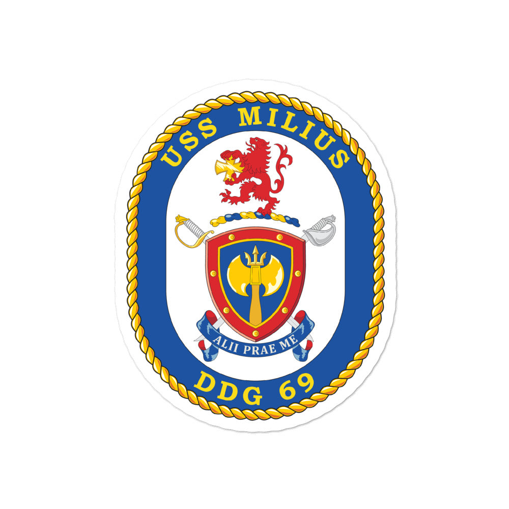 USS Milius (DDG-69) Ship's Crest Vinyl Sticker