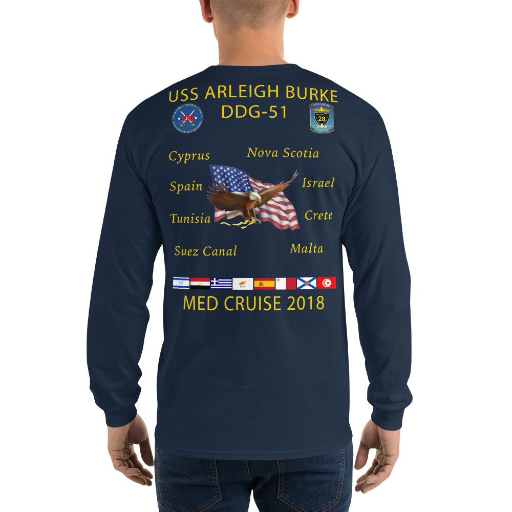 USS Arleigh Burke (DDG-51) 2018  Long Sleeve Cruise Shirt