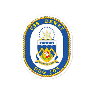 USS Dewey (DDG-105) Ship's Crest Vinyl Sticker