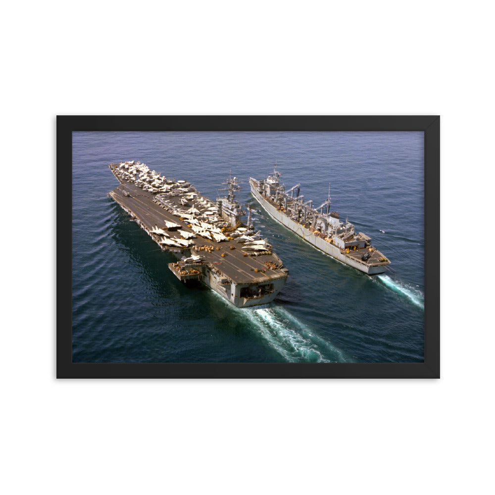 USS Detroit (AOE-4) Framed Ship Photo - w/ USS Dwight D. Eisenhower (CVN-69)