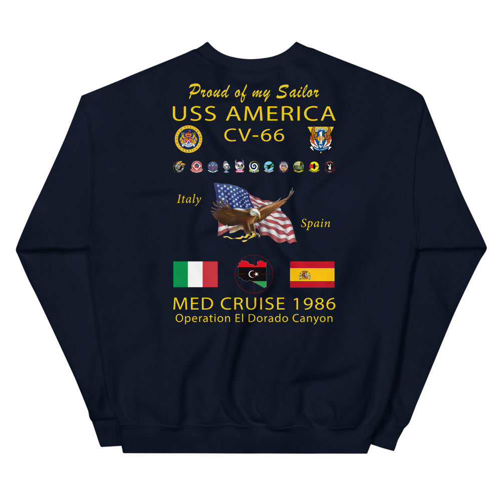 USS America (CV-66) 1986 Cruise Sweatshirt - FAMILY