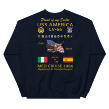 Load image into Gallery viewer, USS America (CV-66) 1986 Cruise Sweatshirt - FAMILY