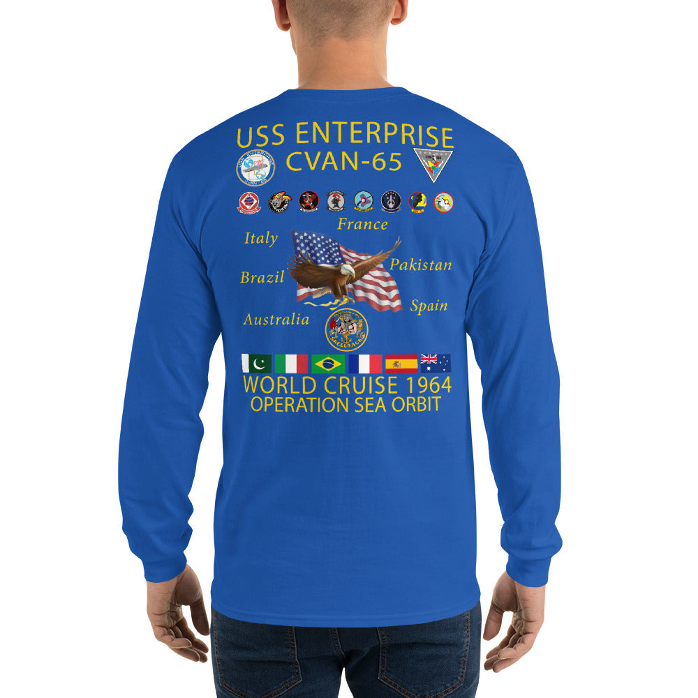 USS Enterprise (CVAN-65) 1964 Operation Sea Orbit Long Sleeve Cruise Shirt