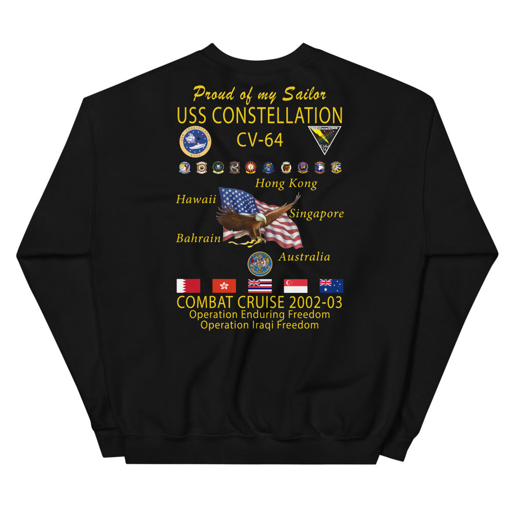 USS Constellation (CV-64) 2002-03 Cruise Sweatshirt - FAMILY