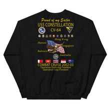 Load image into Gallery viewer, USS Constellation (CV-64) 2002-03 Cruise Sweatshirt - FAMILY