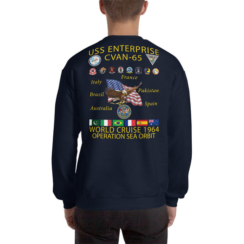 USS Enterprise (CVAN-65) 1964 Operation Sea Orbit Cruise Sweatshirt