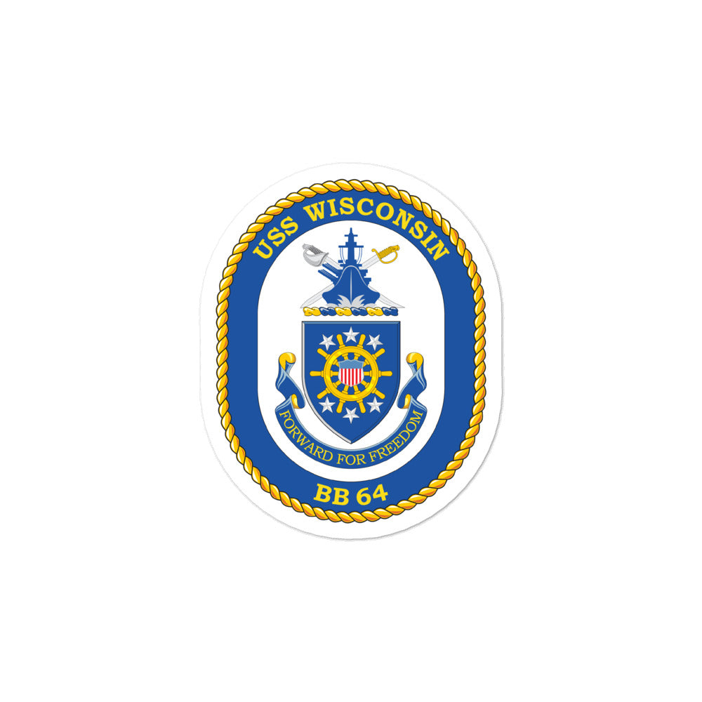 USS Wisconsin (BB-64) Ship's Crest Vinyl Sticker