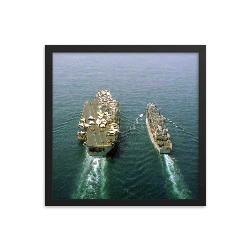USS Detroit (AOE-4) Framed Ship Photo - w/ USS Dwight D. Eisenhower (CVN-69)
