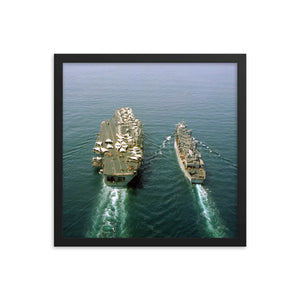 USS Detroit (AOE-4) Framed Ship Photo - w/ USS Dwight D. Eisenhower (CVN-69)