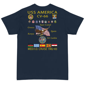 USS America (CV-66) 1982-83 Cruise Shirt - SIZES 4XL-5XL ONLY