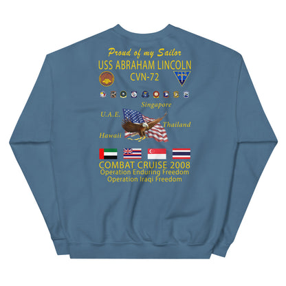 USS Abraham Lincoln (CVN-72) 2008 Cruise Sweatshirt - Family