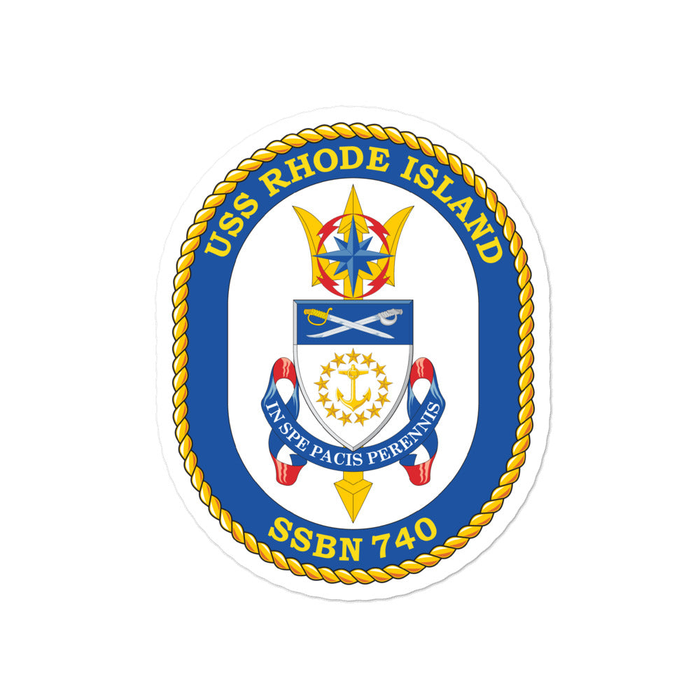 USS Rhode Island (SSBN-740) Ship's Crest Vinyl Sticker