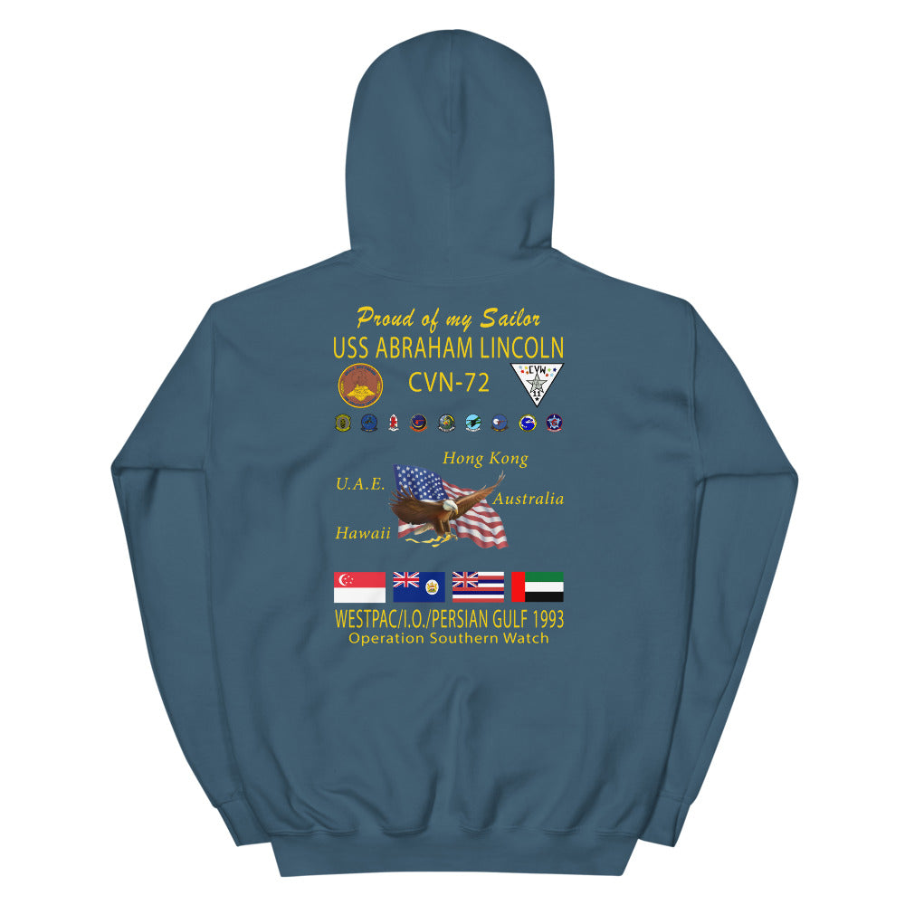 USS Abraham Lincoln (CVN-72) 1993 Cruise Hoodie - FAMILY