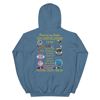 USS Constellation (CV-64) 1988-89 "Patched Out" Cruise Hoodie - FAMILY