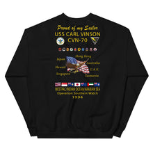 Load image into Gallery viewer, USS Carl Vinson (CVN-70) 1994 Cruise Sweatshirt - Family
