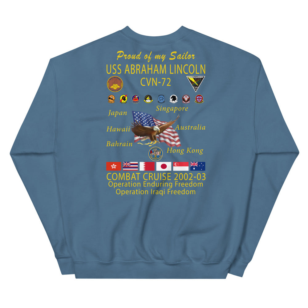 USS Abraham Lincoln (CVN-72) 2002-03 Cruise Sweatshirt - Family