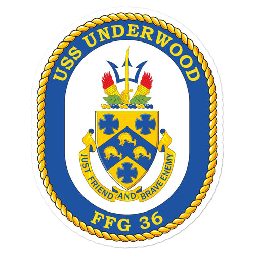 USS Underwood (FFG-36) Ship's Crest Vinyl Sticker