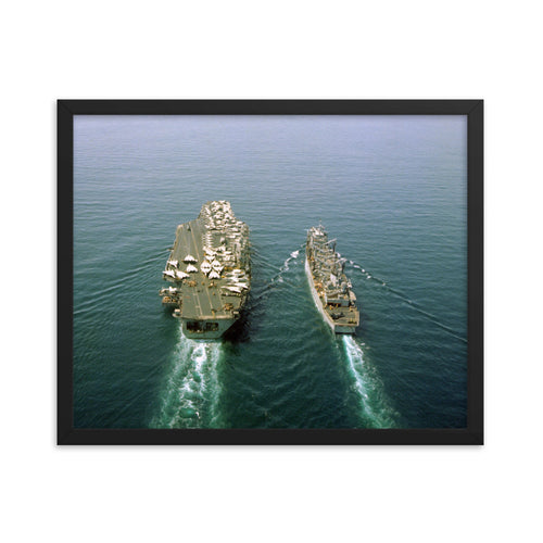 USS Detroit (AOE-4) Framed Ship Photo - w/ USS Dwight D. Eisenhower (CVN-69)