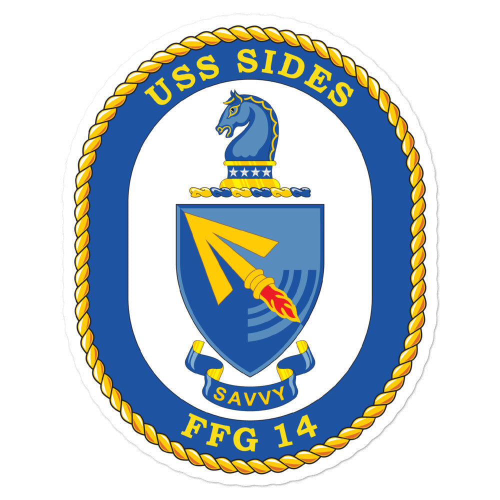USS Sides (FFG-14) Ship's Crest Vinyl Sticker