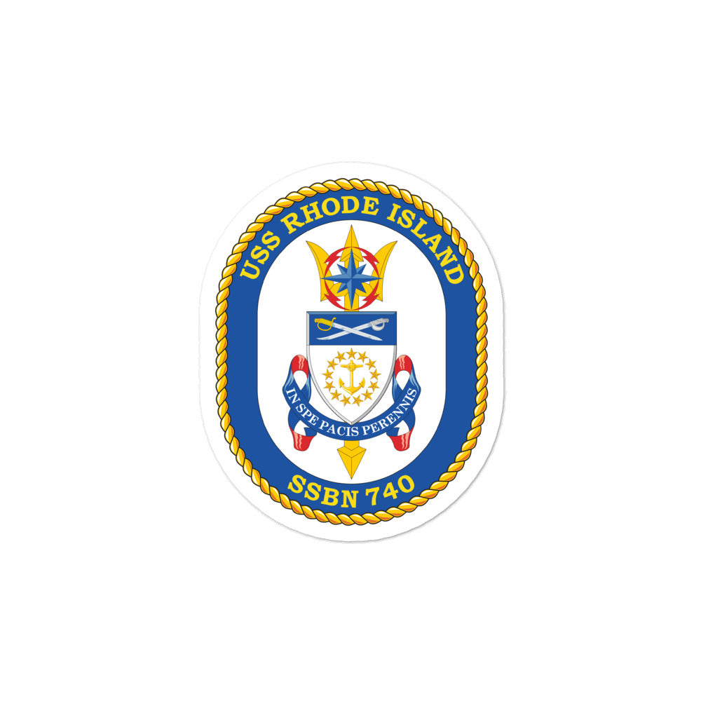 USS Rhode Island (SSBN-740) Ship's Crest Vinyl Sticker