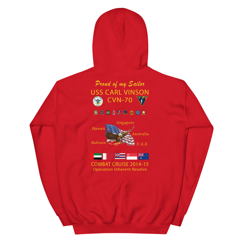 USS Carl Vinson (CVN-70) 2014-15 Cruise Hoodie - FAMILY