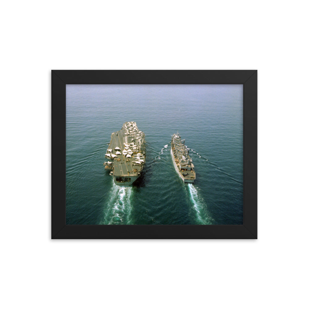 USS Detroit (AOE-4) Framed Ship Photo - w/ USS Dwight D. Eisenhower (CVN-69)