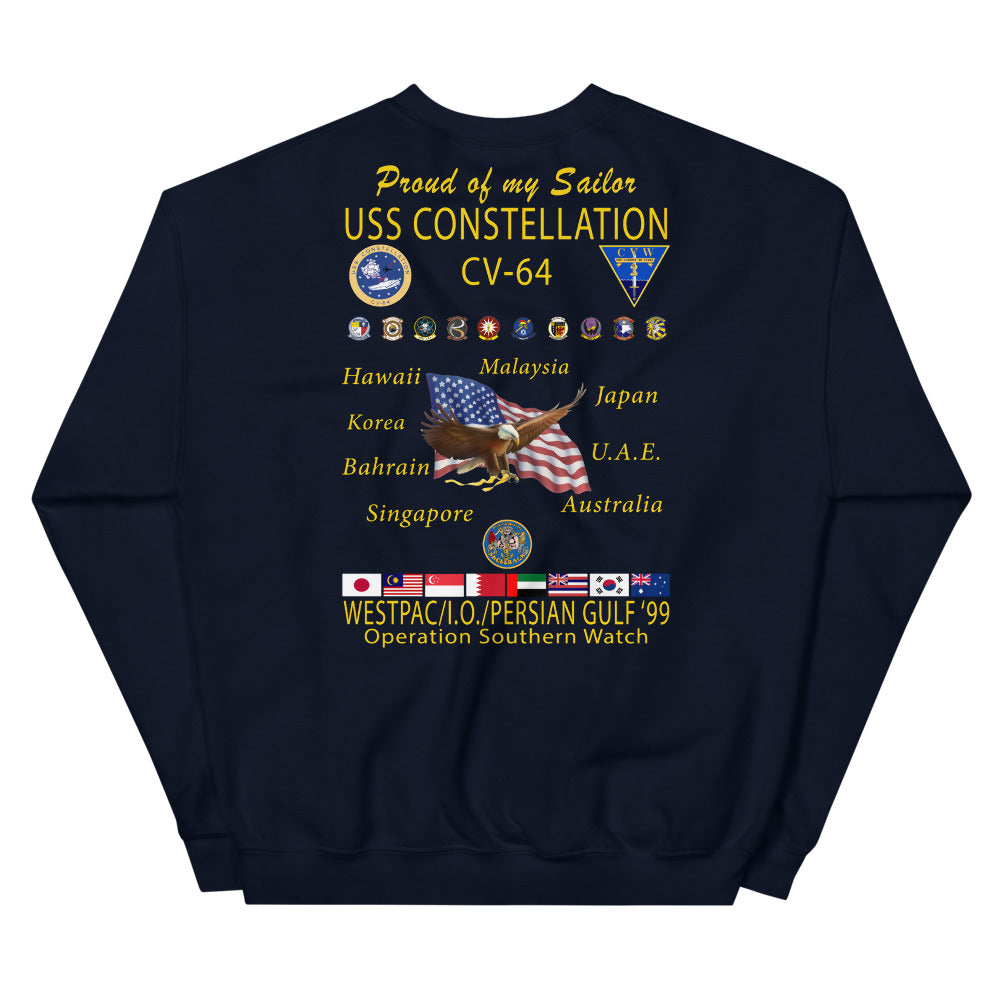 USS Constellation (CV-64) 1999 Cruise Sweatshirt - FAMILY