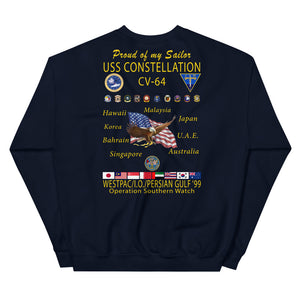 USS Constellation (CV-64) 1999 Cruise Sweatshirt - FAMILY