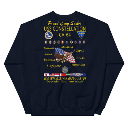 USS Constellation (CV-64) 1999 Cruise Sweatshirt - FAMILY