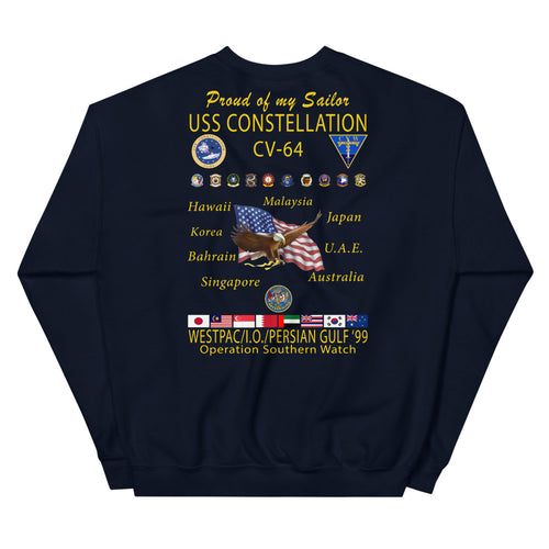 USS Constellation (CV-64) 1999 Cruise Sweatshirt - FAMILY