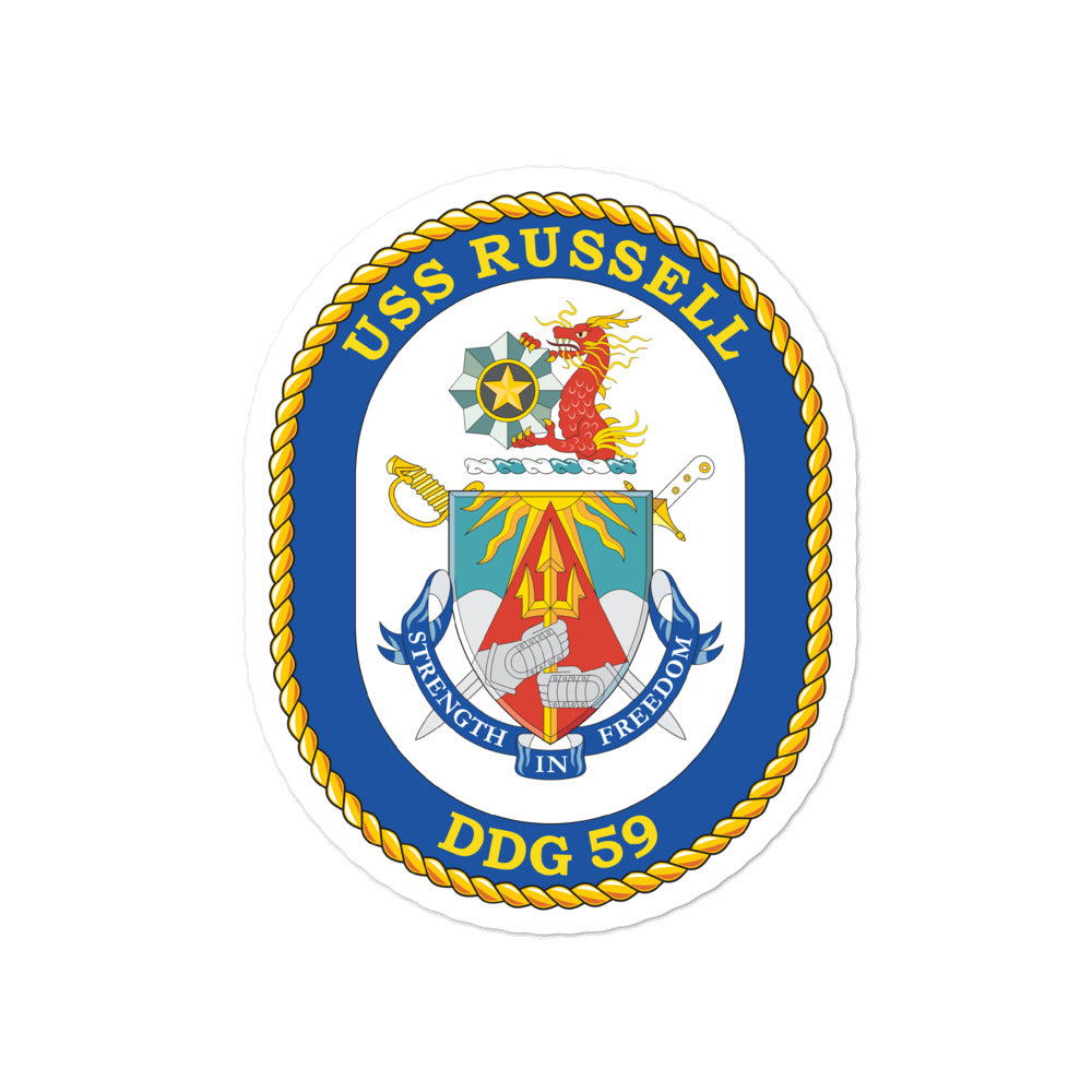USS Russell (DDG-59) Ship's Crest Vinyl Sticker