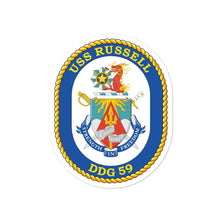 Load image into Gallery viewer, USS Russell (DDG-59) Ship&#39;s Crest Vinyl Sticker