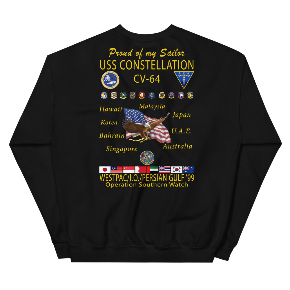 USS Constellation (CV-64) 1999 Cruise Sweatshirt - FAMILY