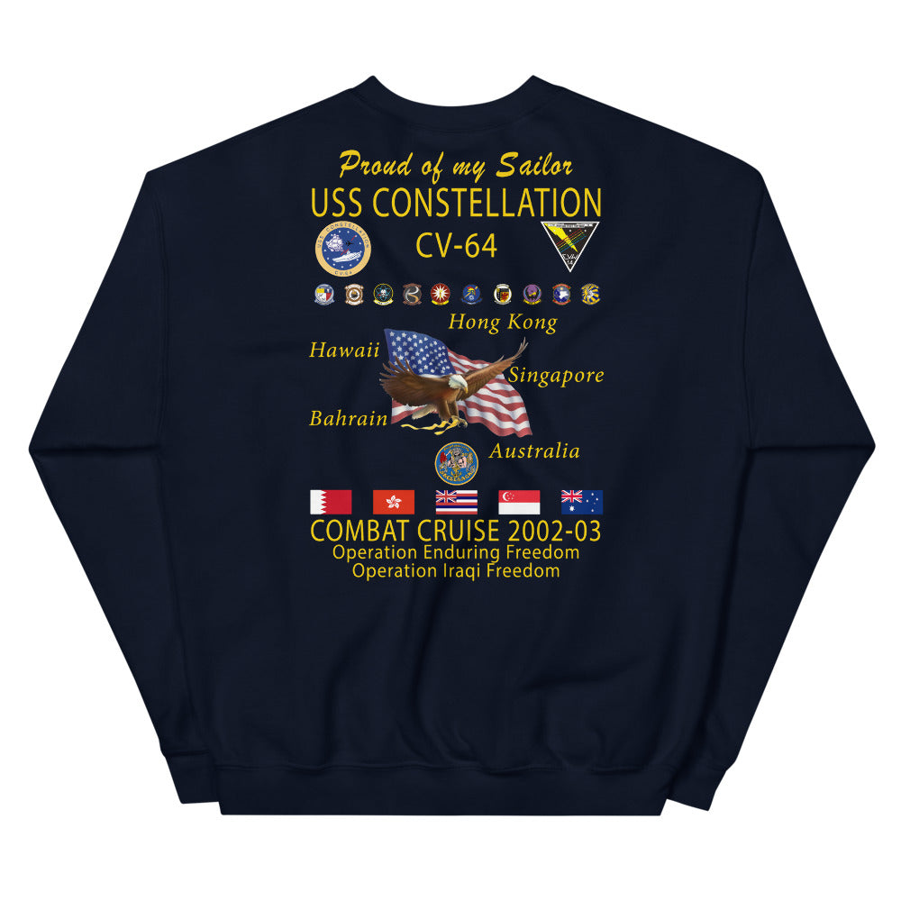 USS Constellation (CV-64) 2002-03 Cruise Sweatshirt - FAMILY