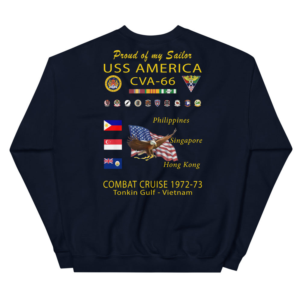 USS America (CVA-66) 1972-73 Cruise Sweatshirt - FAMILY