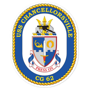 USS Chancellorsville (CG-62) Ship's Crest Vinyl Sticker