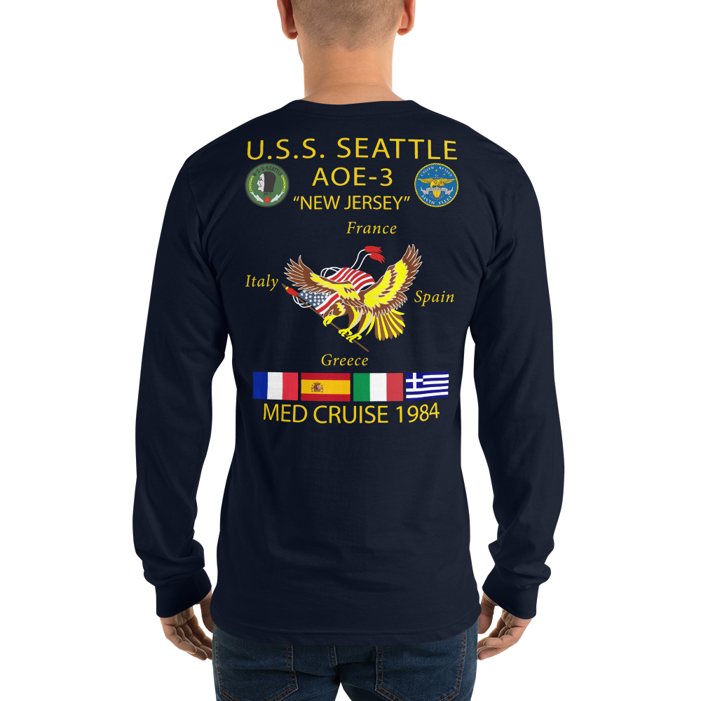 USS Seattle (AOE-3) 1984 Long Sleeve Cruise Shirt - CUSTOM