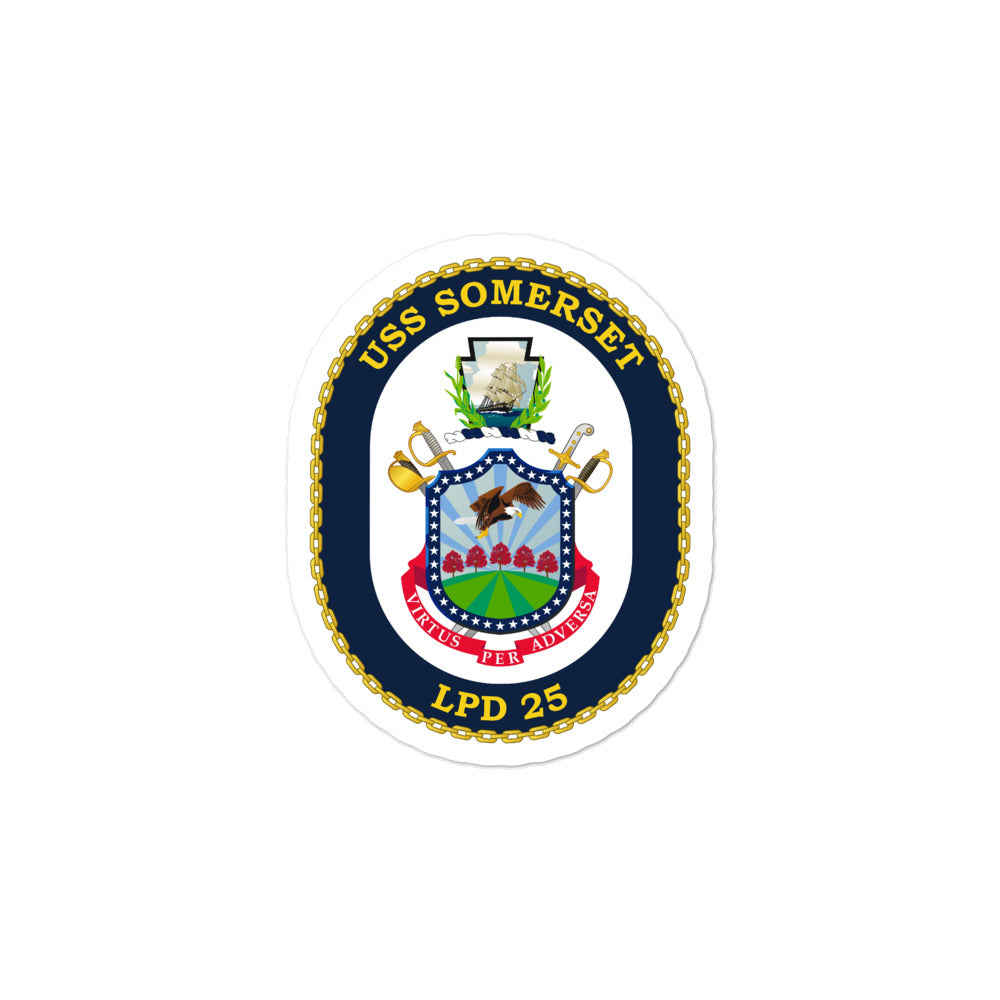 USS Somerset (LPD-25) Ship's Crest Vinyl Sticker