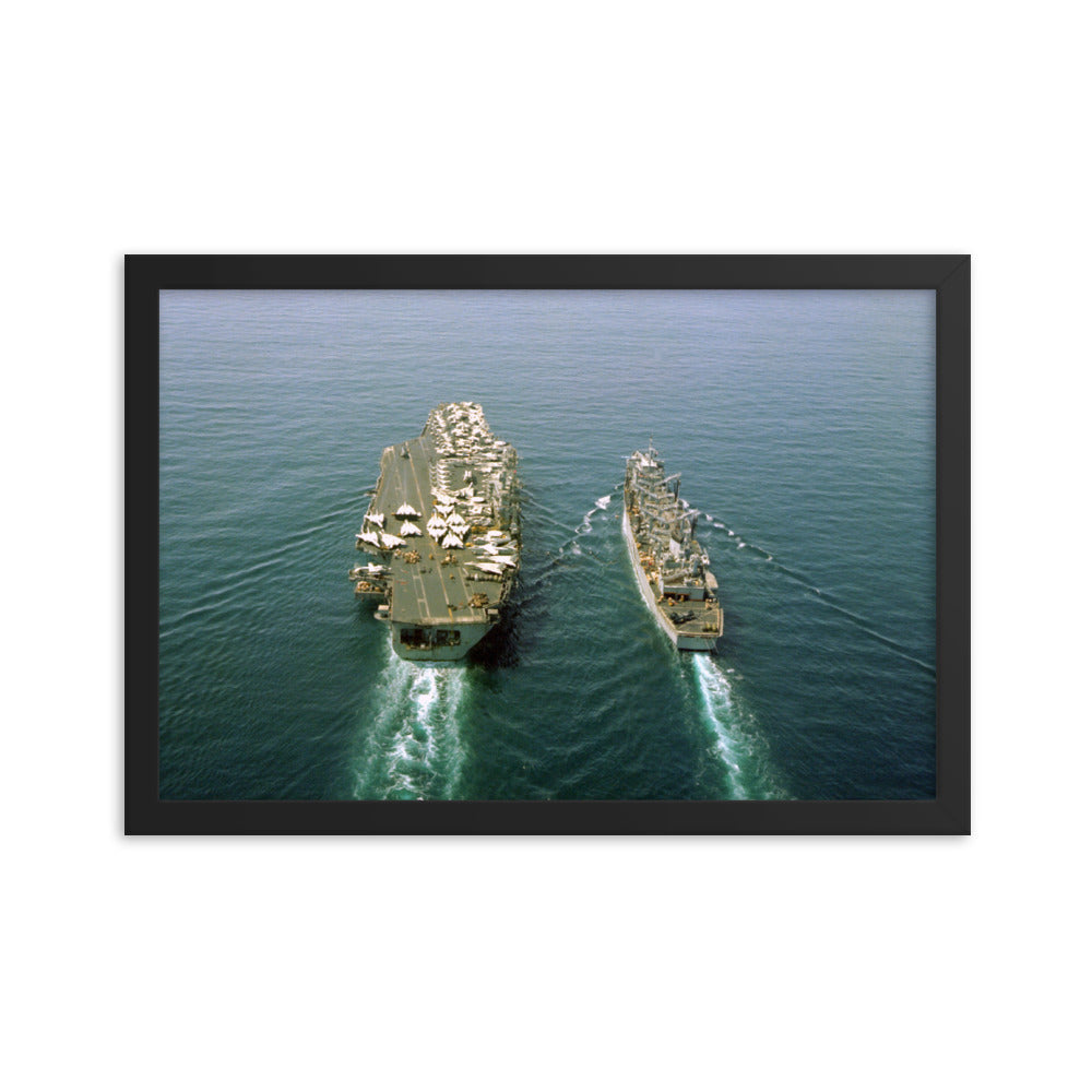 USS Detroit (AOE-4) Framed Ship Photo - w/ USS Dwight D. Eisenhower (CVN-69)
