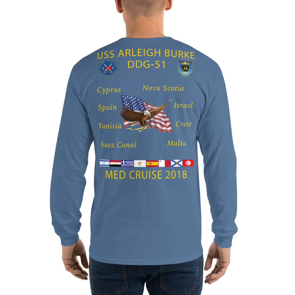 USS Arleigh Burke (DDG-51) 2018  Long Sleeve Cruise Shirt