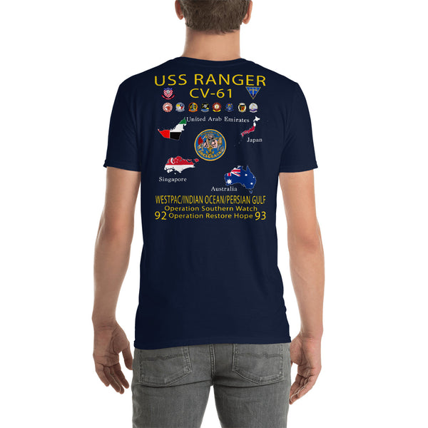 USS Ranger (CV-61) 1992-93 Cruise Shirt - Map