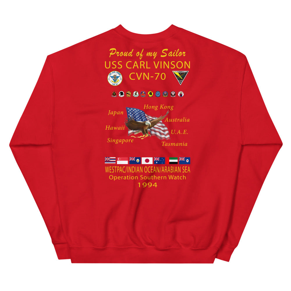 USS Carl Vinson (CVN-70) 1994 Cruise Sweatshirt - Family