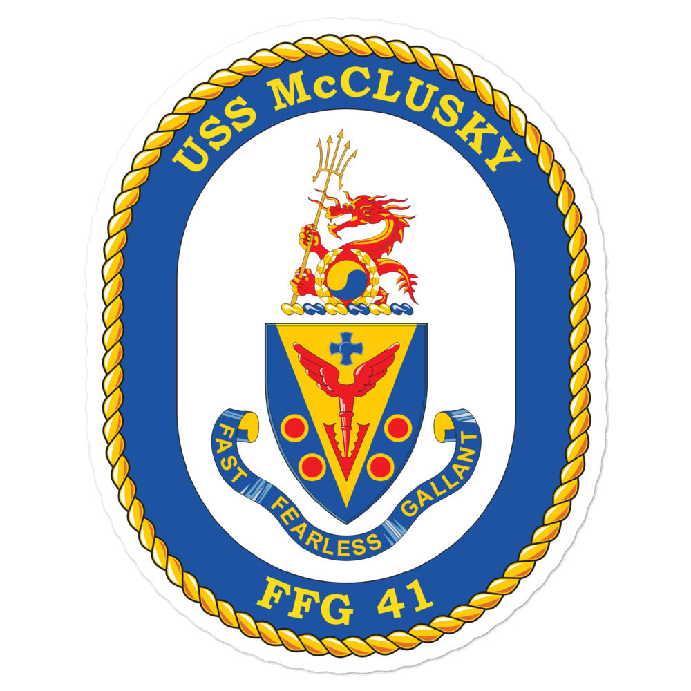 USS McClusky (FFG-41) Ship's Crest Vinyl Sticker